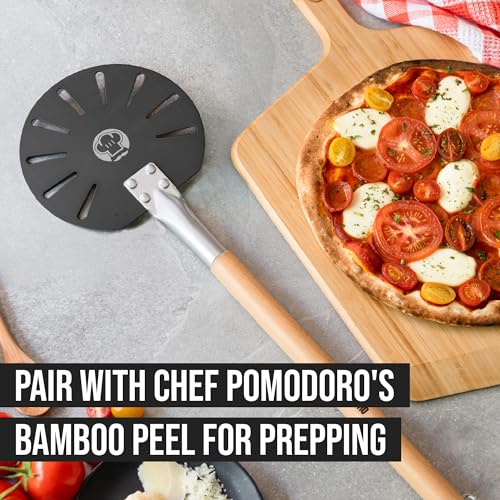 Aluminum Turning Pizza Peel with Detachable Wood Handle for Easy Storage