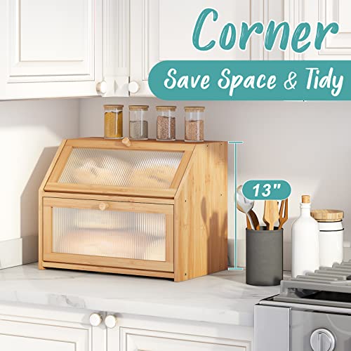 Bread Box for Kitchen Counter (Natural / Large)