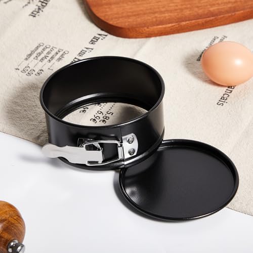 4 Pcs Non Stick Springform Pan with Removable Bottom Carbon Steel Round Springform Cheesecake Pan with Stainless Steel Spring Buckles for Baking Kitchens Restaurant