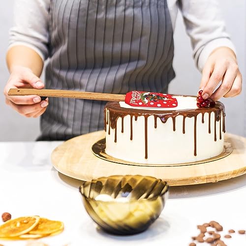 12 Pcs Christmas Silicone Spatulas Pot Holders Set Heat Resistant Pot Holders with Pocket Baking Gifts for Christmas Gift Party Supplies (Cute Christmas Style)