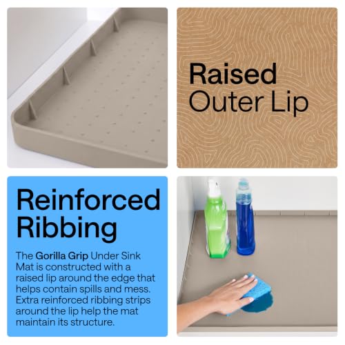 Waterproof Silicone Under Sink Mat with Raised Lip for Kitchen and Bathroom