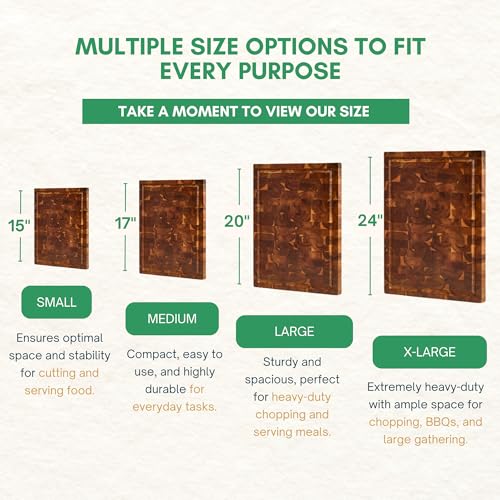 End Grain Acacia Wood Cutting Boards for Kitchen (End Grain / 24"L x 18"W)