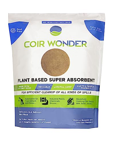 3-in-1 Oil Absorbent, Paint Hardener & Sweeping Compound – 2 Sizes – for Oil, Biohazard, Body Fluid Spill Kit – Coco Husk Granules – Absorbing More Than Clay Litter & Mats