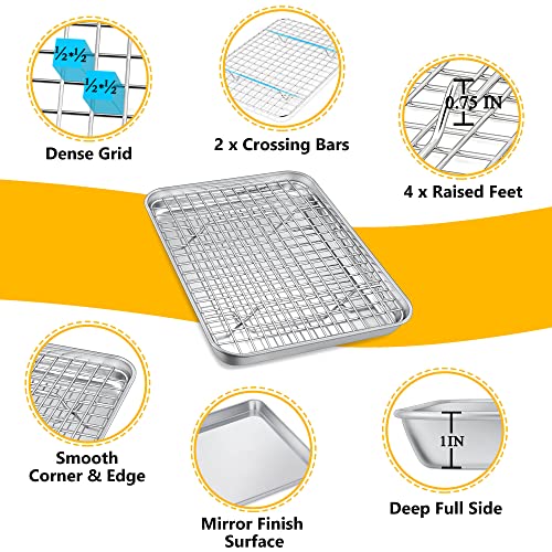 Toaster Oven Pan Tray with Wire Rack Set