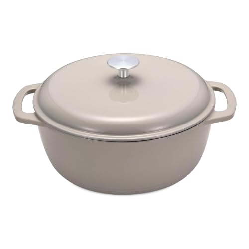 Enameled Cast Iron Dutch Oven Pot With Lid (6.0 Qt / Linen Gray)