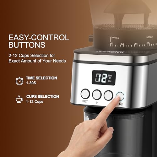 Conical Burr Coffee Grinder Electric (Silver)