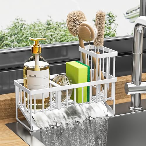 Kitchen Sink Caddy Organzier with High Brush Holder