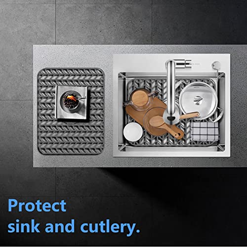 Sink Protectors for Kitchen Sink16.2"x 12.5"Center Silicone Sink Mat (16.4"x12.5" / Gray)