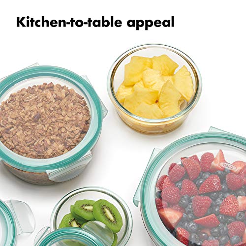 Good Grips 8 Piece Smart Seal Airtight Glass Round Container Set (Teal / 8 Piece Round Glass Set)