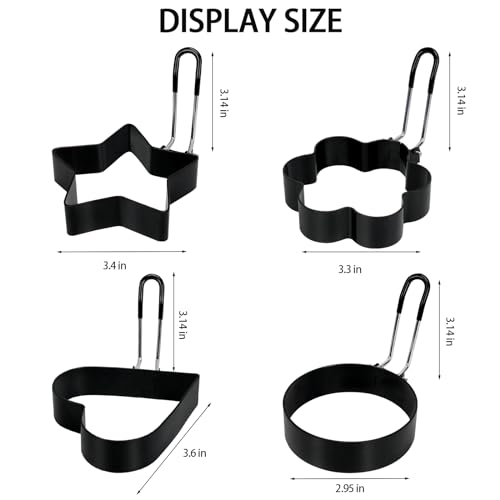 Egg Ring LeeLoon 4 Pack Stainless Steel Egg Ring Molds With Non Stick Metal Shaper Circles For Fried Egg McMuffin Sandwiches