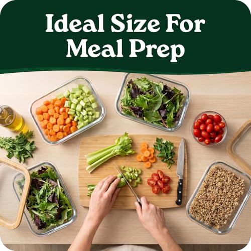 4 Pack Glass Food Storage Containers with Clear (46.7 Fl Oz)