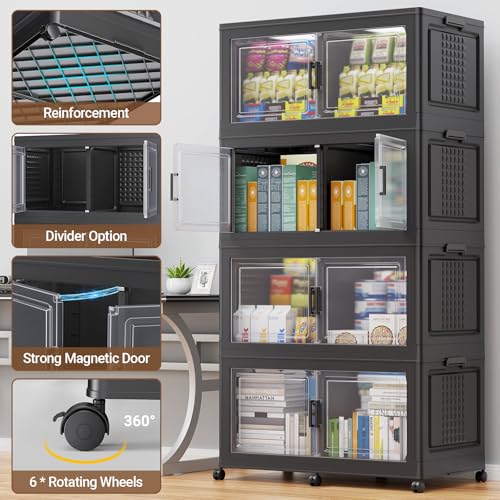 Stackable Storage Bins Foldable Box Cabinet for Home Room