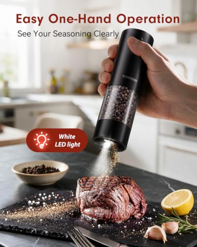 Upgraded Larger Capacity Electric Salt and Pepper Grinder Set Rechargeable with LED lights