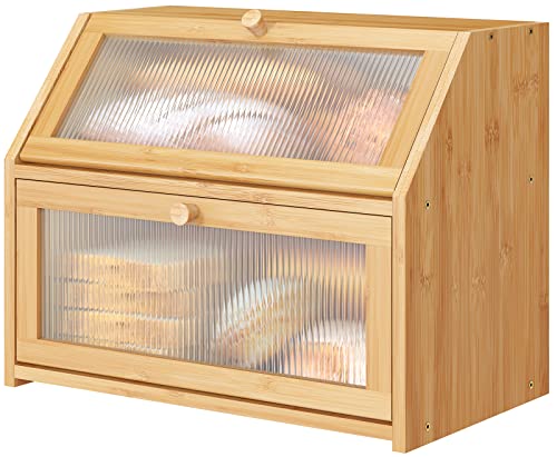 Bread Box for Kitchen Counter (Natural / Large)