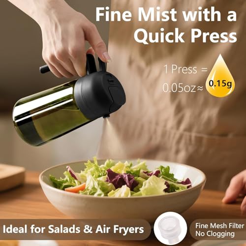 Olive Oil Sprayer for Cooking 16oz (Black / 1 Pack)