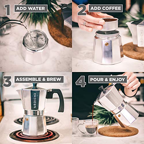 Milano Stovetop Espresso Maker Moka Pot 3 espresso Cup (3 espresso cups / Silver)