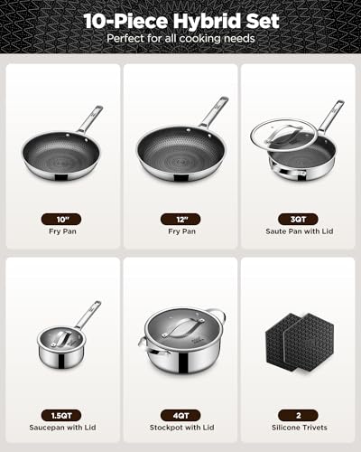 Pots and Pans Set Hybrid Stainless Steel