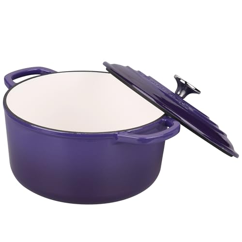 Enameled Cast Iron Dutch Oven Pot with Lid (4.5 QT / Purple)