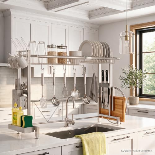 Over The Sink Dish Drying Rack (Silver / 1-Tier Low Profile — Silver)