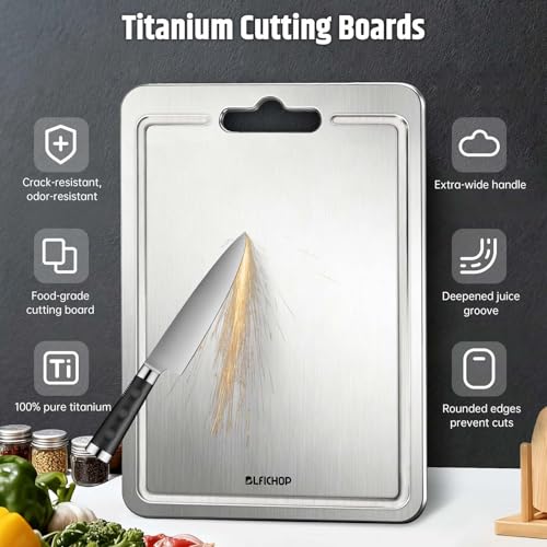 Titanium Cutting Board for Kitchen with Juice Groove (Medium)