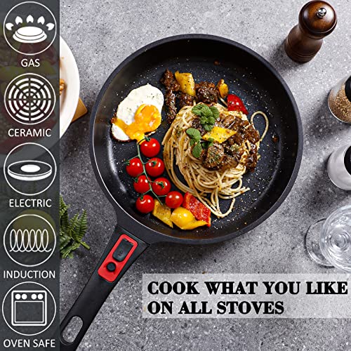 Nonstick Frying Pan Skillet with Silicone Lid