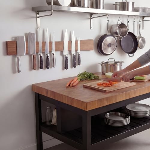 Large Magnetic Knife Strips (24 Inch / Wood Curved)