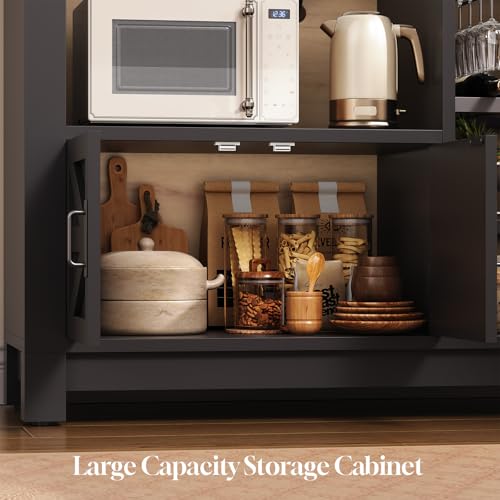 Itaar 73" Tall Arched Bakers Rack with Power Outlet and LED Light