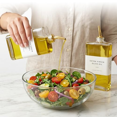 Glass Olive Oil Dispenser Bottle Set for Kitchen (Gold / 350ml, Set of 2)