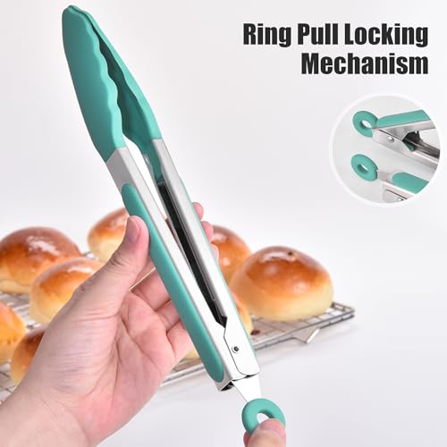 Kitchen Tongs with Silicone Tips for Cooking Serving