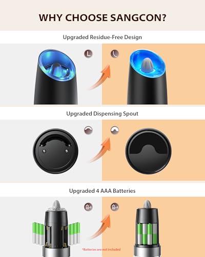 Gravity Electric Salt and Pepper Grinder Set Battery Powered Refillable One Hand Operation