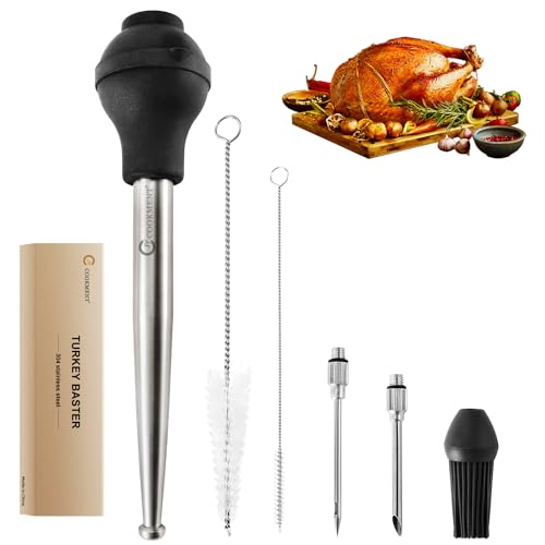 Turkey Baster Baster Syringe for Cooking Meat Injector Set with 2 Marinade Needles 1 Basting Brush1 Cleaning Brush for Home Baking Kitchen Tool