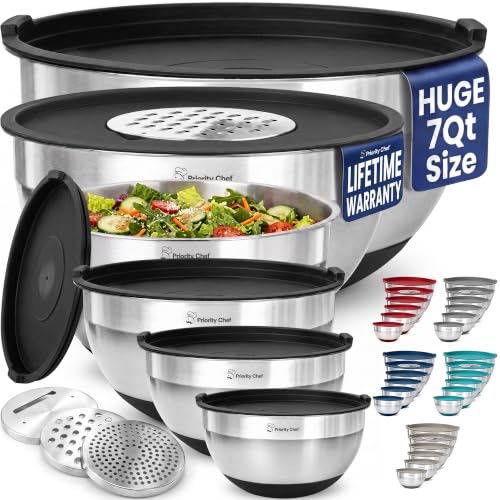 6pc Stainless Steel Mixing Bowls with Lids Set (Black)