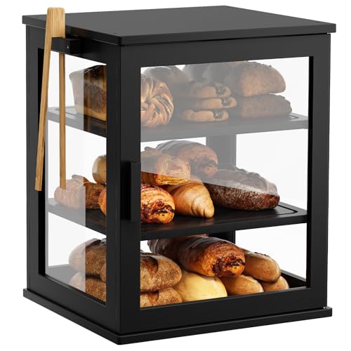 Bread Box for Kitchen Countertop (Black / Extra Large)