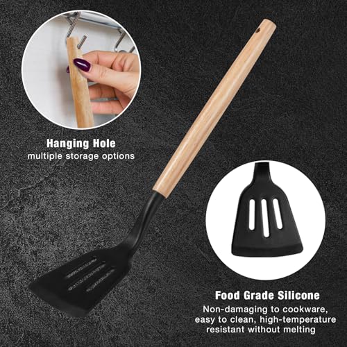 19PCS Knife Set Stainless Steel Cooking Knives with Silicone Kitchen Utensils Set
