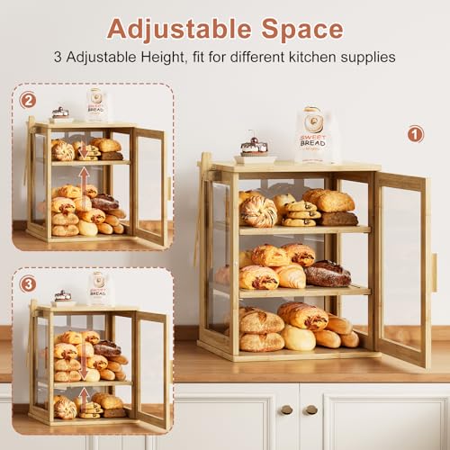 Bread Box for Kitchen Countertop (Natural / Extra Large)