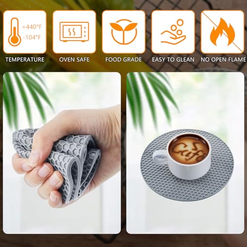 Silicone Trivets Bulk Hot Pads for Kitchen (Gray)
