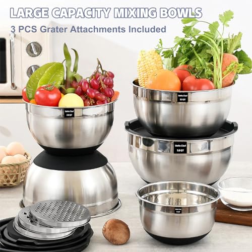 Mixing Bowls with Airtight Lids Set (Black)