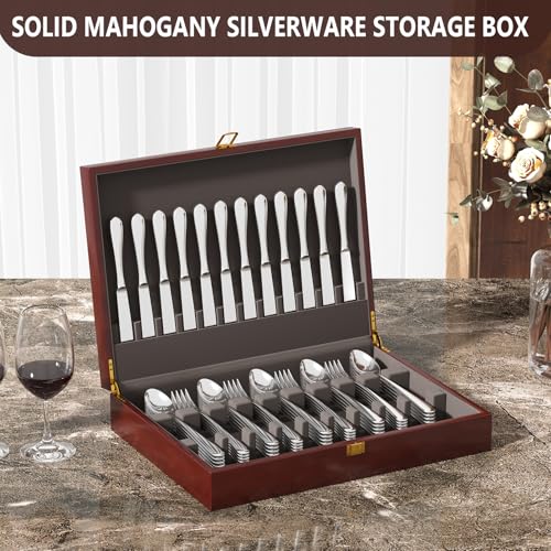 Mahogany Wood Silverware Storage Box