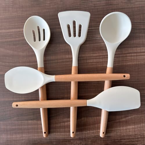 Silicone Kitchen Utensils Set of 5 (Standard 5-Piece Set / White)