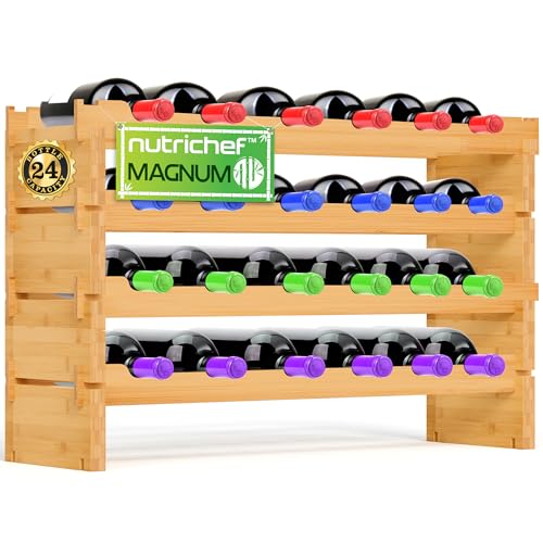 72 Bottle Wine Rack Stackable Bamboo Freestanding
