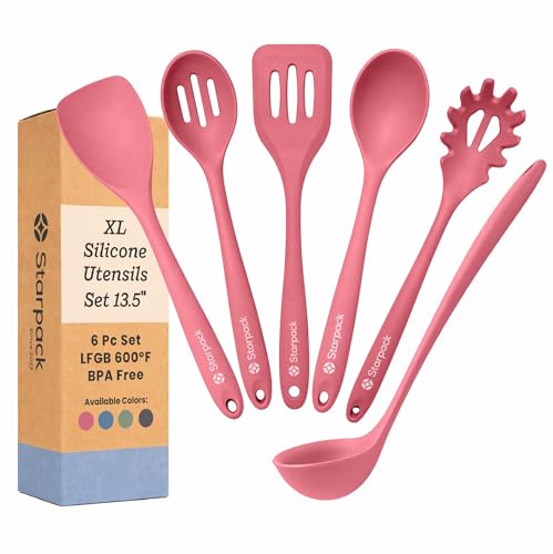 Starpack Like a Boss XL Silicone Cooking Utensils Set (Earthy Pink / XL Size Set of 6, 13.5")