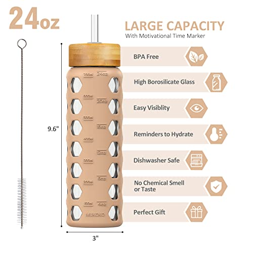 Glass Water Bottles with 2 Lids