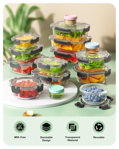 40 PCS Glass Food Storage Containers with Lids (40 PCS)