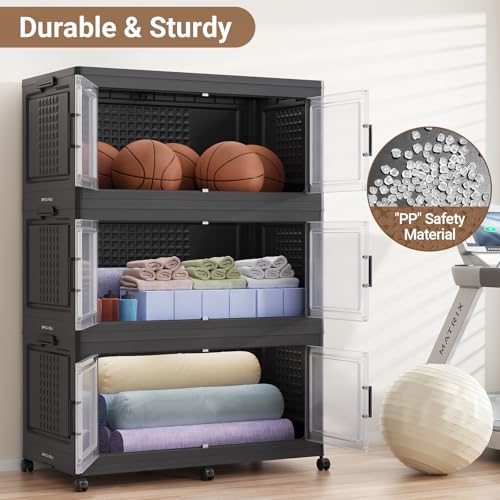 Stackable Storage Bins Foldable Box Cabinet for Home Room