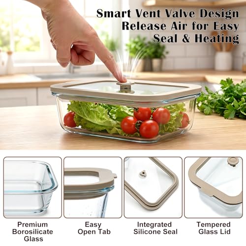35 oz Glass Food Storage Containers with Glass Lids (35oz)