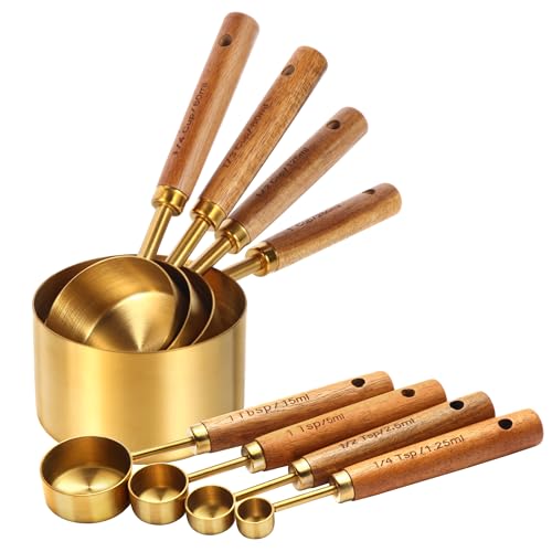 Wooden Handle Measuring Cup and Measuring Spoon Set