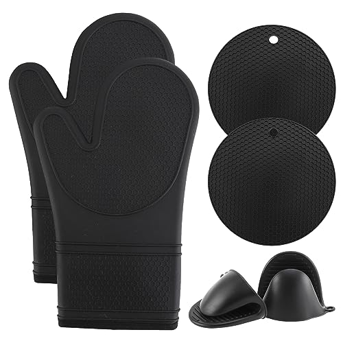 Silicone Oven Mitts (Black / Mitt Set)