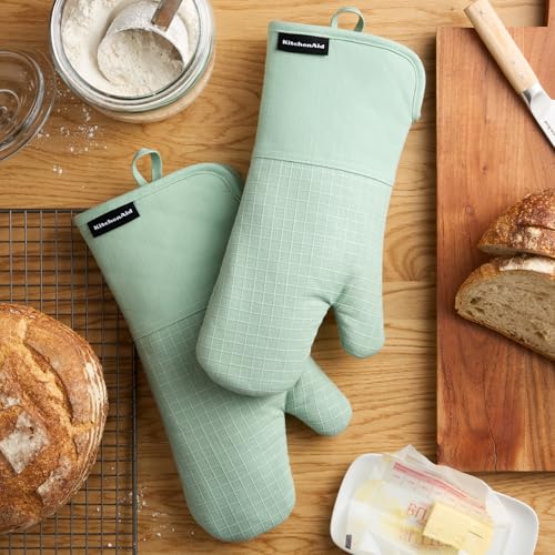 Gourmet Series Gridlines Oven Mitts 2 (Pistachio Green)