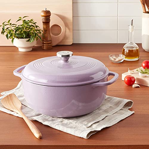 7.5 Quart Enameled Cast Iron Oval Dutch Oven with Lid (Lilac)