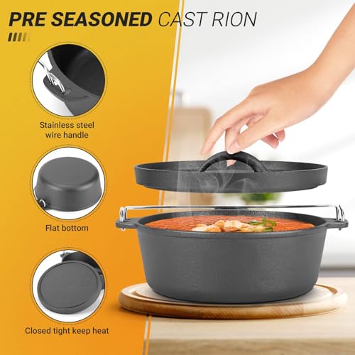 Cast Iron Dutch Oven Pot with Lid (1.5QT)